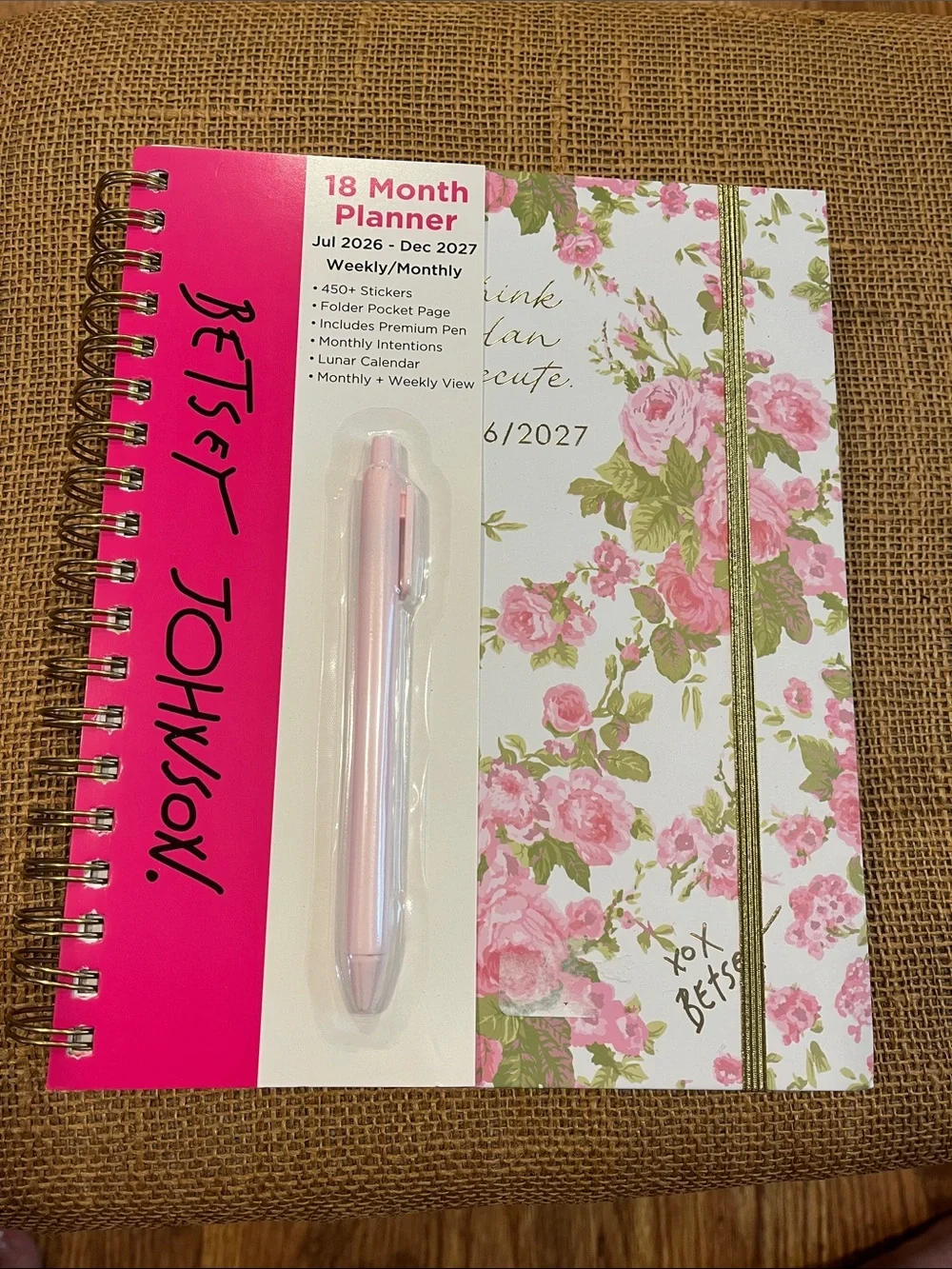 Betsey Johnson Pink Floral 18 Month Planner